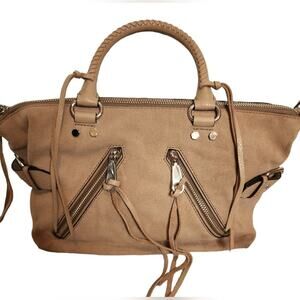 REBECCA MINKOFF MOTO ALMOND BROWN SUEDE PURSE